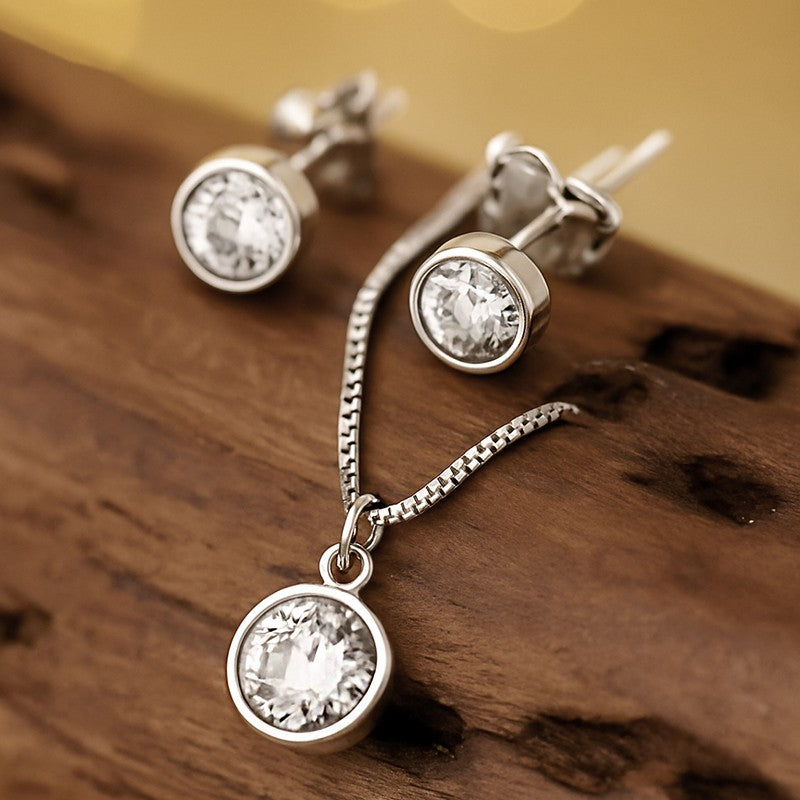 SET COLLAR Y PENDIENTES PLATA CIRCONITA
