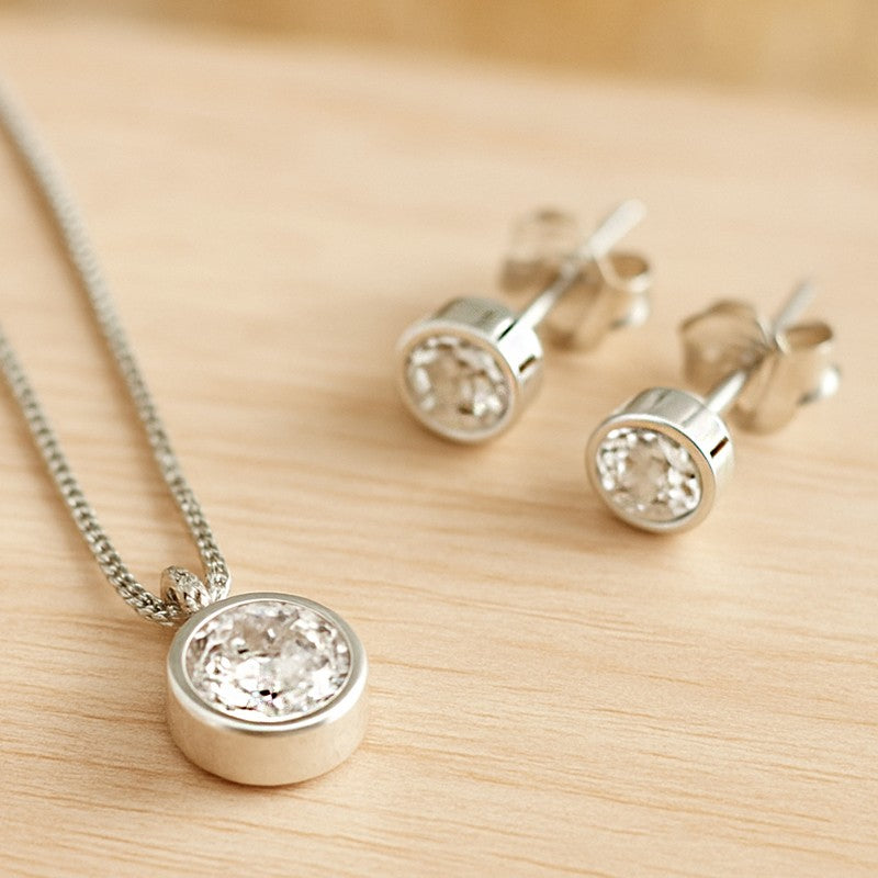 SET COLLAR Y PENDIENTES PLATA CIRCONITA