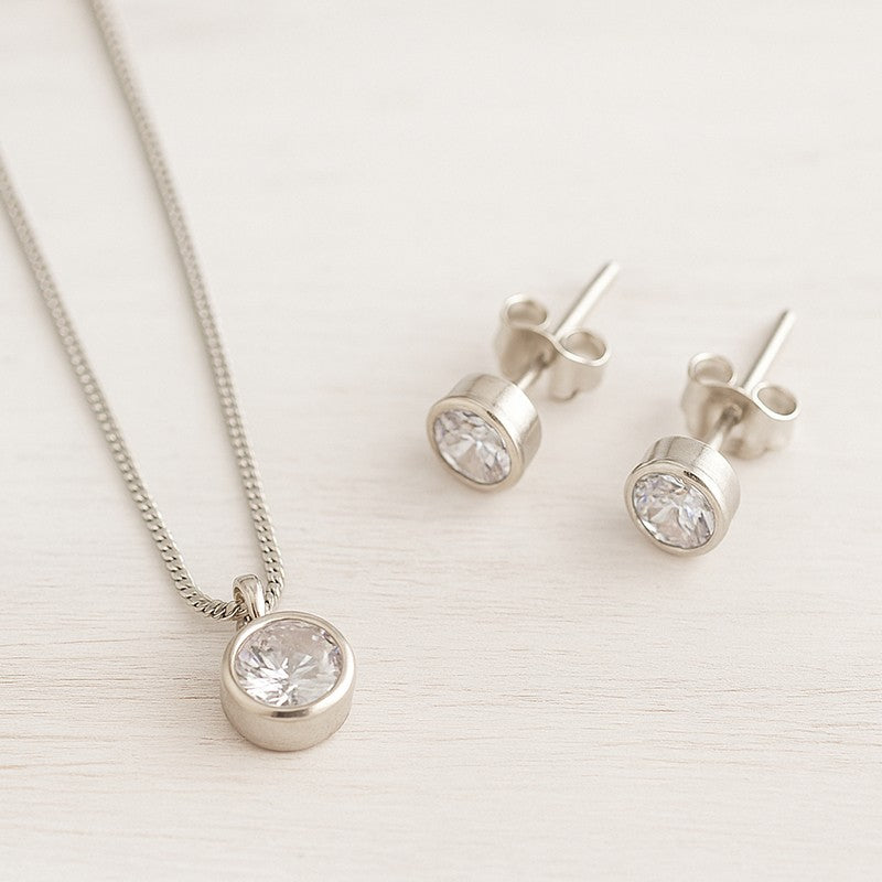 SET COLLAR Y PENDIENTES PLATA CIRCONITA