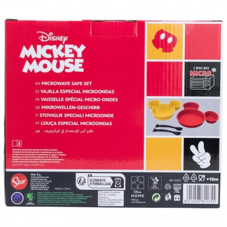 SET 4 PCS VAJILLA PP FORMA (PLATO, CUENCO Y CUBIERTOS) EN CAJA MICKEY MINNIE