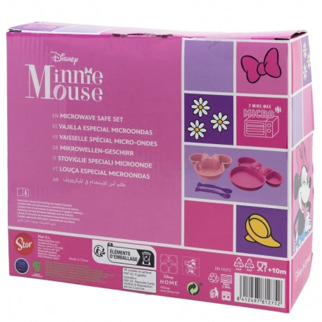 SET 4 PCS VAJILLA PP FORMA (PLATO, CUENCO Y CUBIERTOS) EN CAJA MICKEY MINNIE