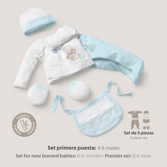 SET DE REGALO BEBE 5 PIEZAS MODELO ELEFANTE